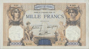 1000 francs (Cérès et Mercure) - Type 1927 modifié