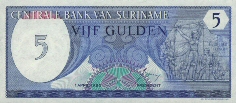 5 Florins surinamiens 1.4.1982