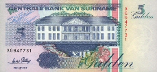 5 Florins surinamiens 1991 - 1998
