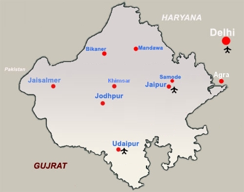 Carte du Rajasthan